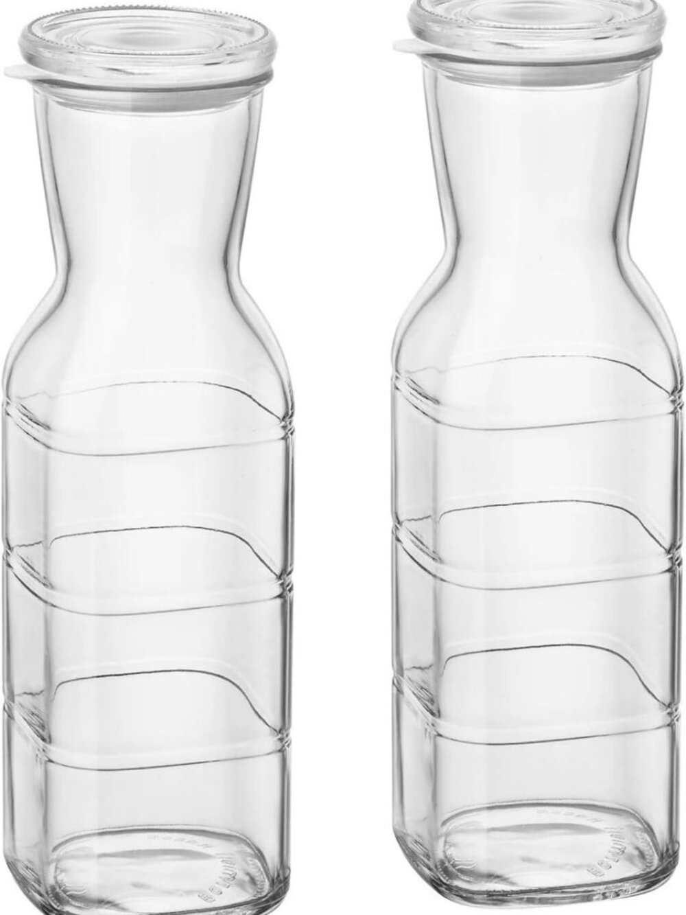 Stylish Glass Carafe Set of 2 - 33.75 Oz Bottles with Silicone Seal & Multi-Use